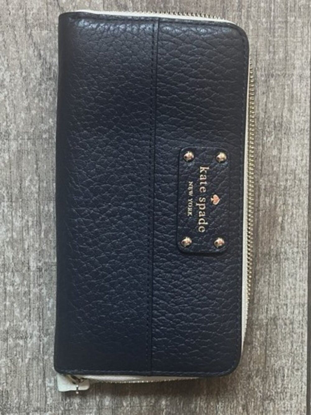 Kate Spade Navy Blue Pebbled Wallet